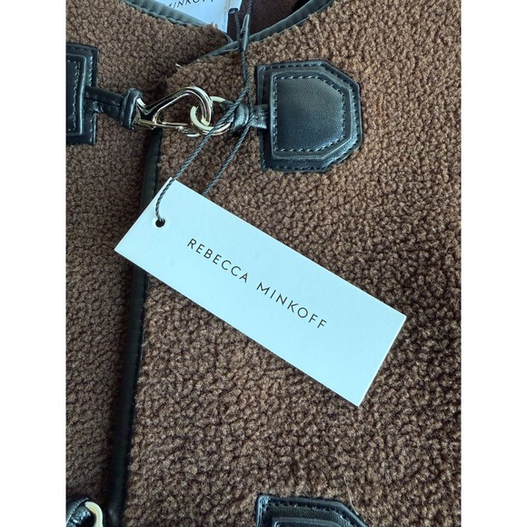 Rebecca Minkoff Shearling Toggle Jacket Womens Large Brown Quiet Luxury Chic NWT - Picture 13 of 15